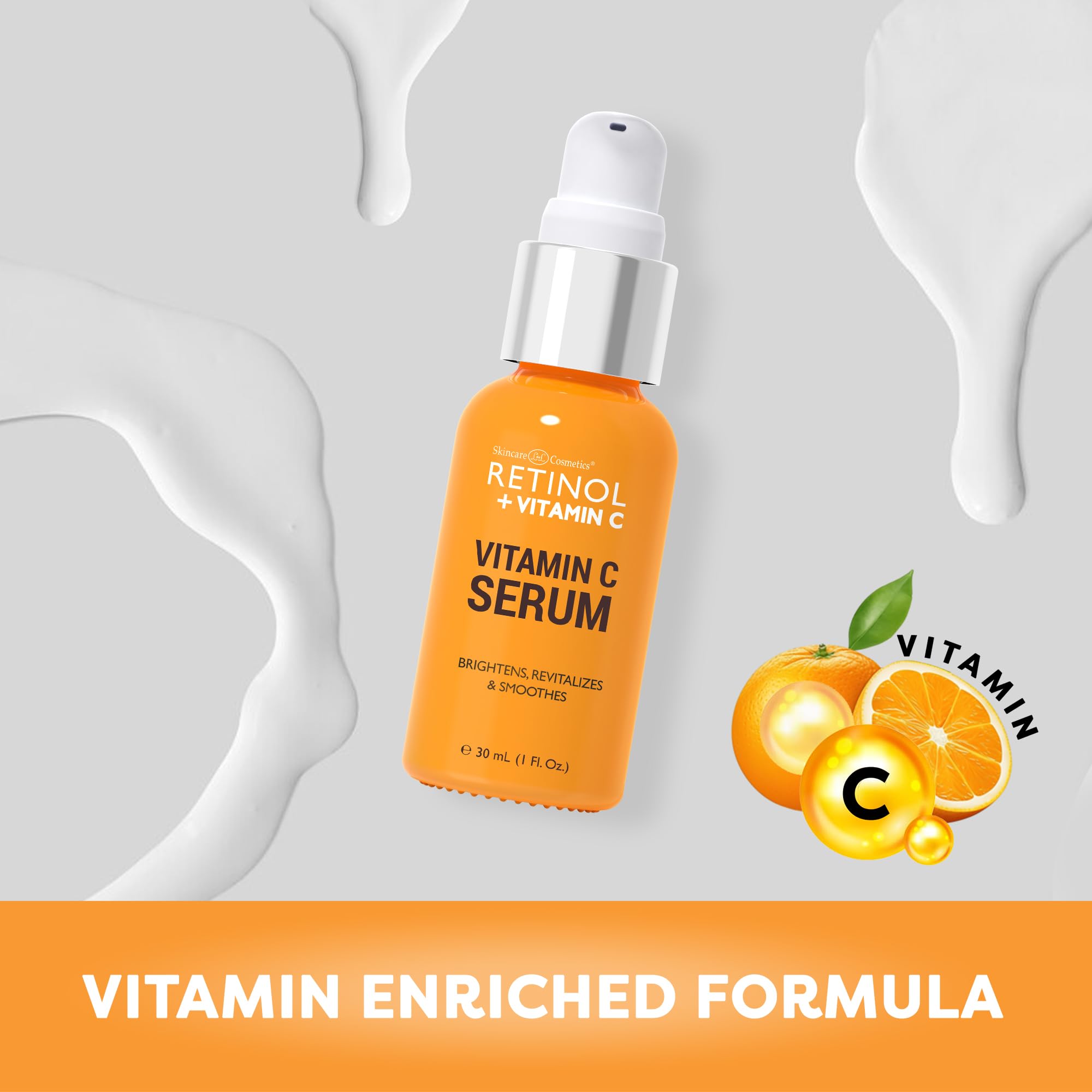 LIVAURA Retinol + Vitamin C Gesichtsserum – Anti-Aging Serum gleicht Hautton aus, mindert Linien & Falten, Sonnenschäden & dunkle Flecken, stellt Ausstrahlung her, schließt Feuchtigkeit ein – 1 fl oz