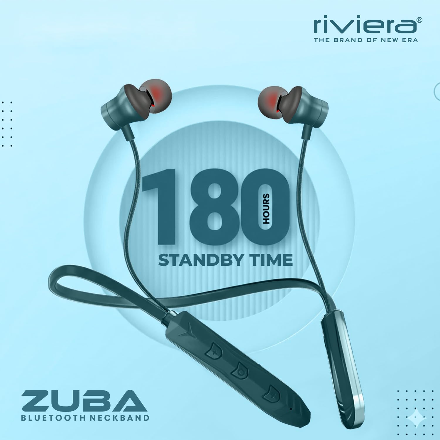 Riviera Zuba Bluetooth Earphones Wireless 24Hrs Playtime, Pristine