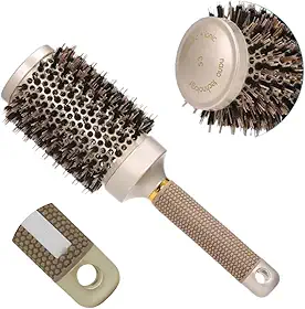 Escova Térmica Cerâmica 53mm Profissional com Cerdas de Javali, Tecnologia Iônica e Nano, Cabo Emborrachado Antiderrapante, Resistente ao Calor para Secador, Alisamento e Volume