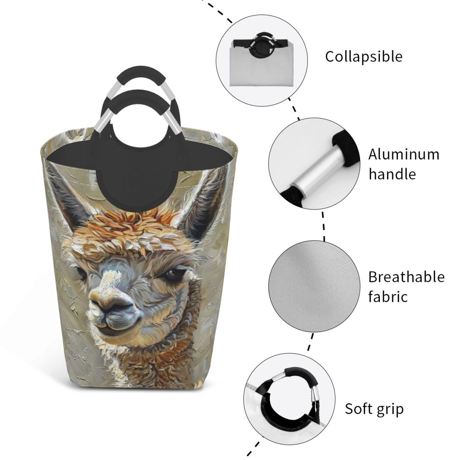 Bolsa de lavandería plegable con estampado de llama de alpaca para el hogar, cesta de almacenamiento plegable para baño diario o dormitorio