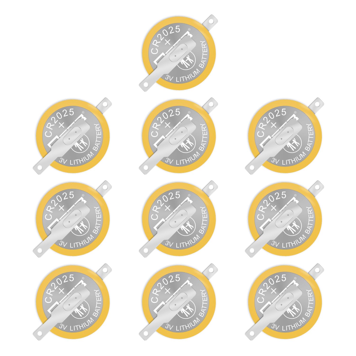 EEMB Tabbed CR2025 3V Lithium Battery with Solder Tabs 10-Pack CR 2025 Coin Cell Batteries -Replacement for Gameboy Advance(GBA)/ Gameboy Color(GBC) Cartridge Save Battery