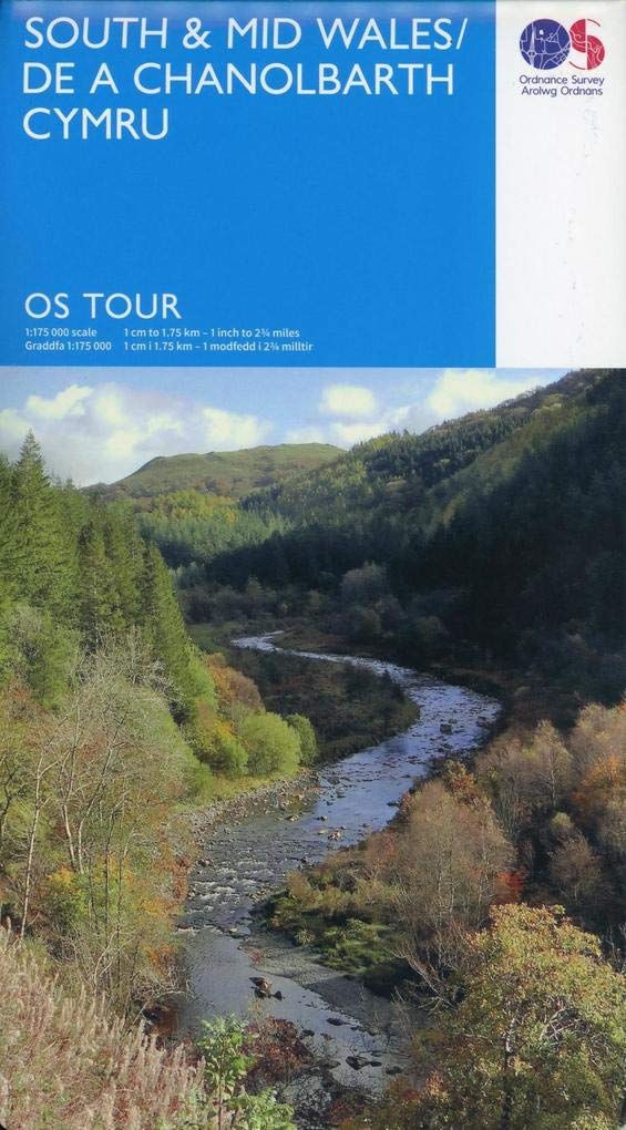 South  Mid Wales  De A Chanolbarth Cymru Tour Map  Trip Planning  Ordnance Surve