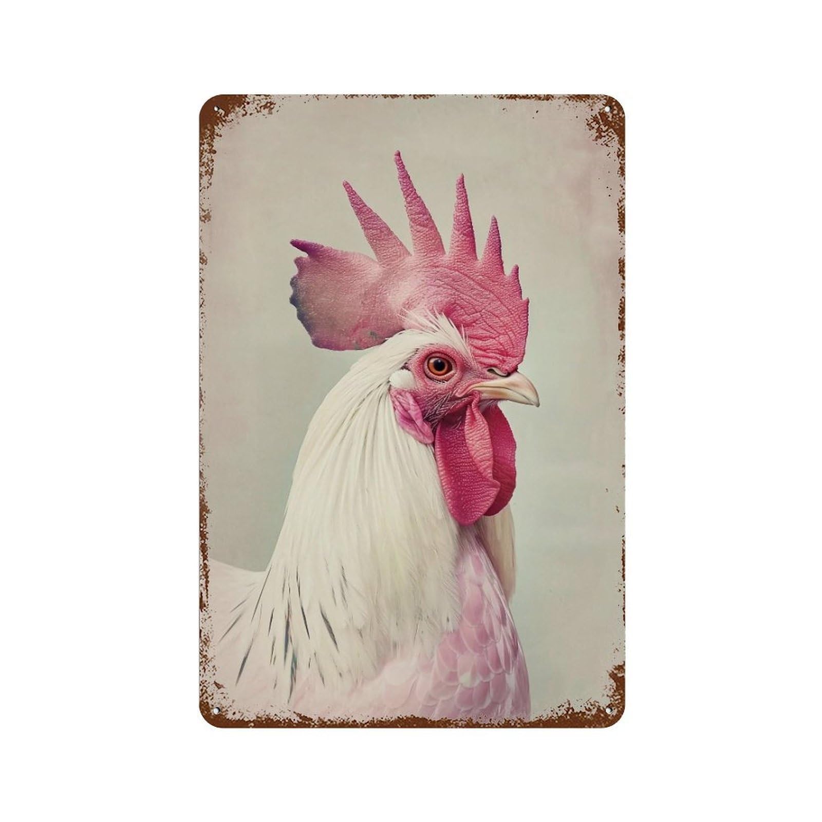 HDURYEYRYY Pastel Rooster Portrait 02 Wall Retro Iron Vintage Art Metal Tin Sign Poster Modern Home Cofffee Club Art Bar Shop Decor Style 30x20cm