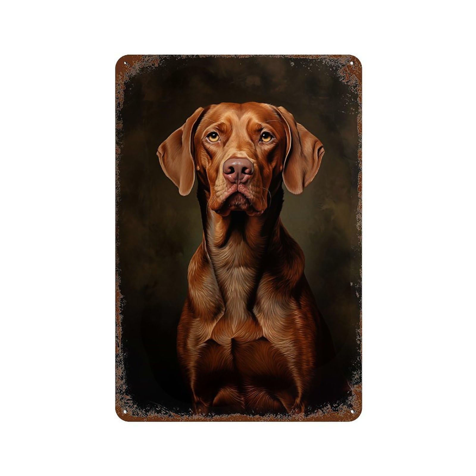 Rusty Metal Tin Sign with Hungarian Vizsla Design 11.8"x7.9", for Shed, Workshop And Garage Wall Decor, Classic Wall Plaque