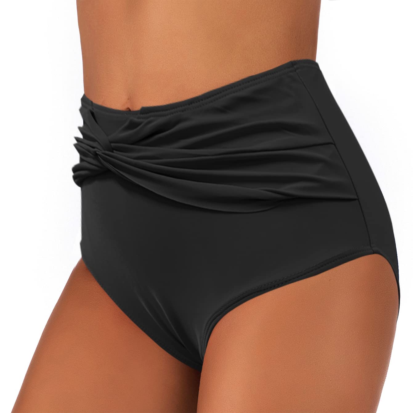JFAN Braguitas de Bikini Mujer Cintura Alta Ruched Braga De Bikini Reductores Barriga