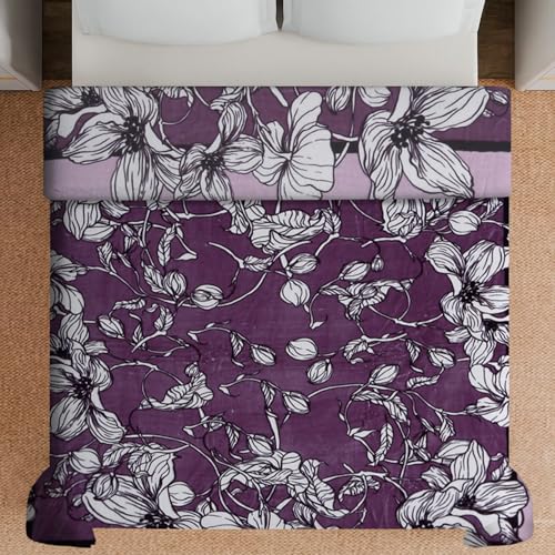 Image of Signature All Season Double Bed Blanket | Super Soft Plush, Lightweight & Cozy | 220 x 240 cm | 2.5 kg | Multi-Color Vibrant Print | Ideal for Winter, AC Use & Gifting (Midnight Bloom)