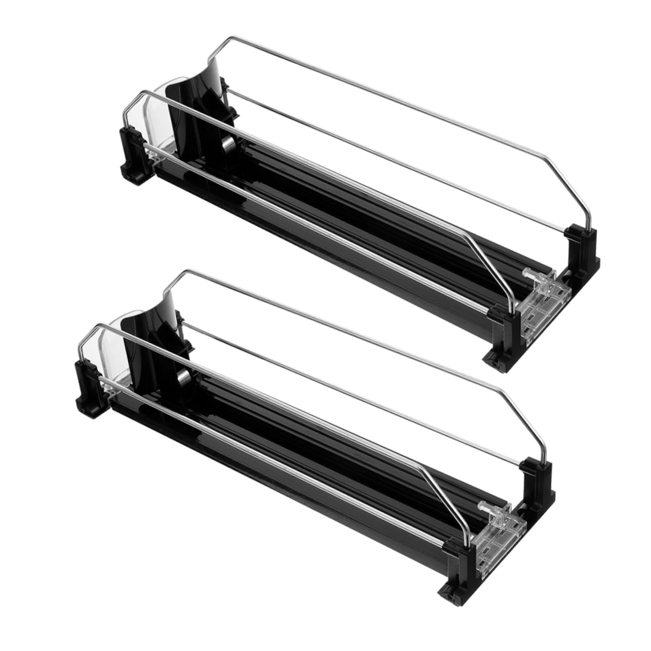 OUNONA 2pcs Drink Pusher Exce Organizador De Refrigerador Putter Shelf Fridge Soda Can Organizer Refrigerator Soda Can Organizer Automatic Propeller Booster Push Goods Dispenser Metal