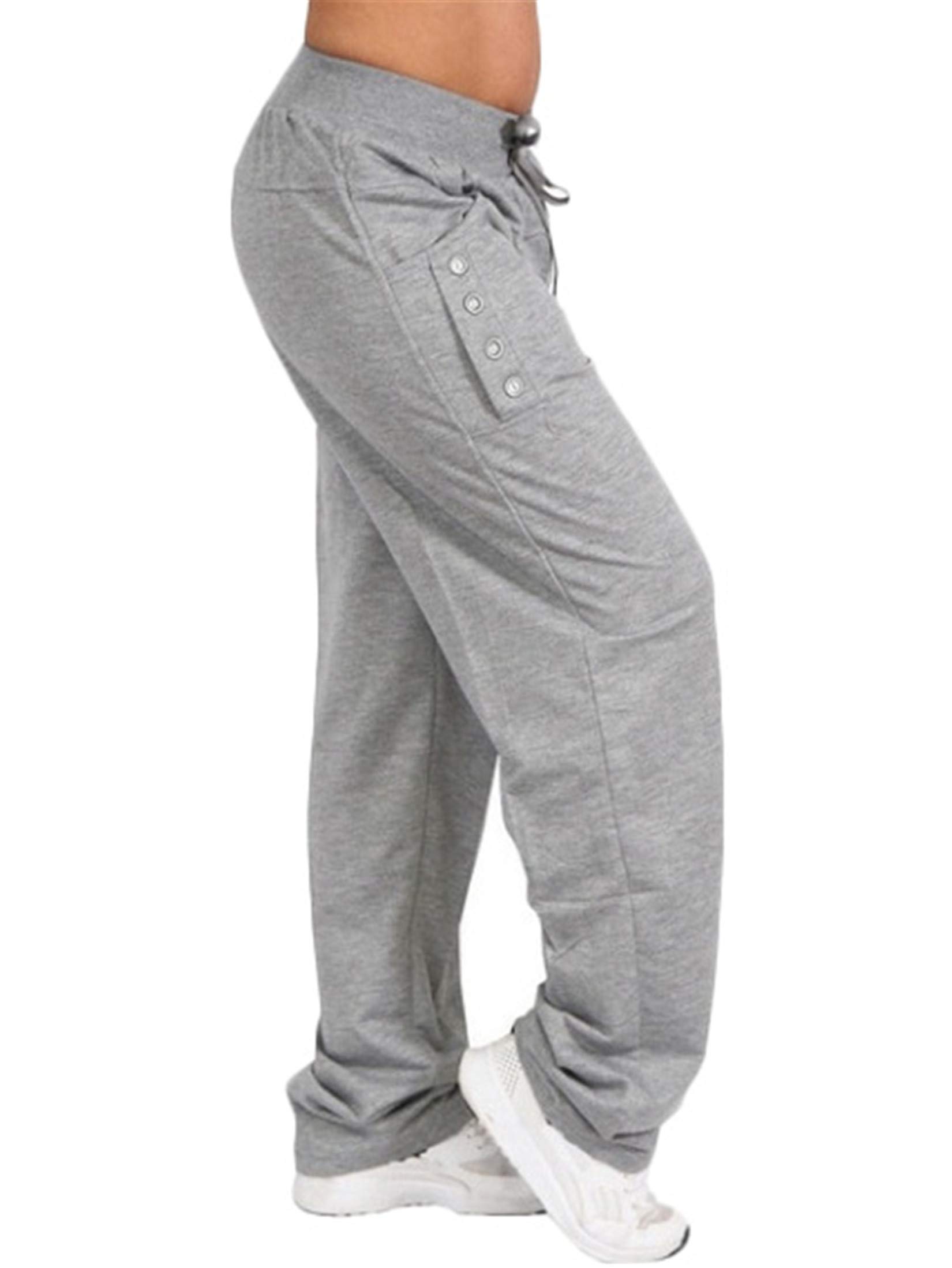 Andongnywell Womens Straight Slacks with Casual Slacks in Pure Color Loose Sport Pants Solid Color Trousers