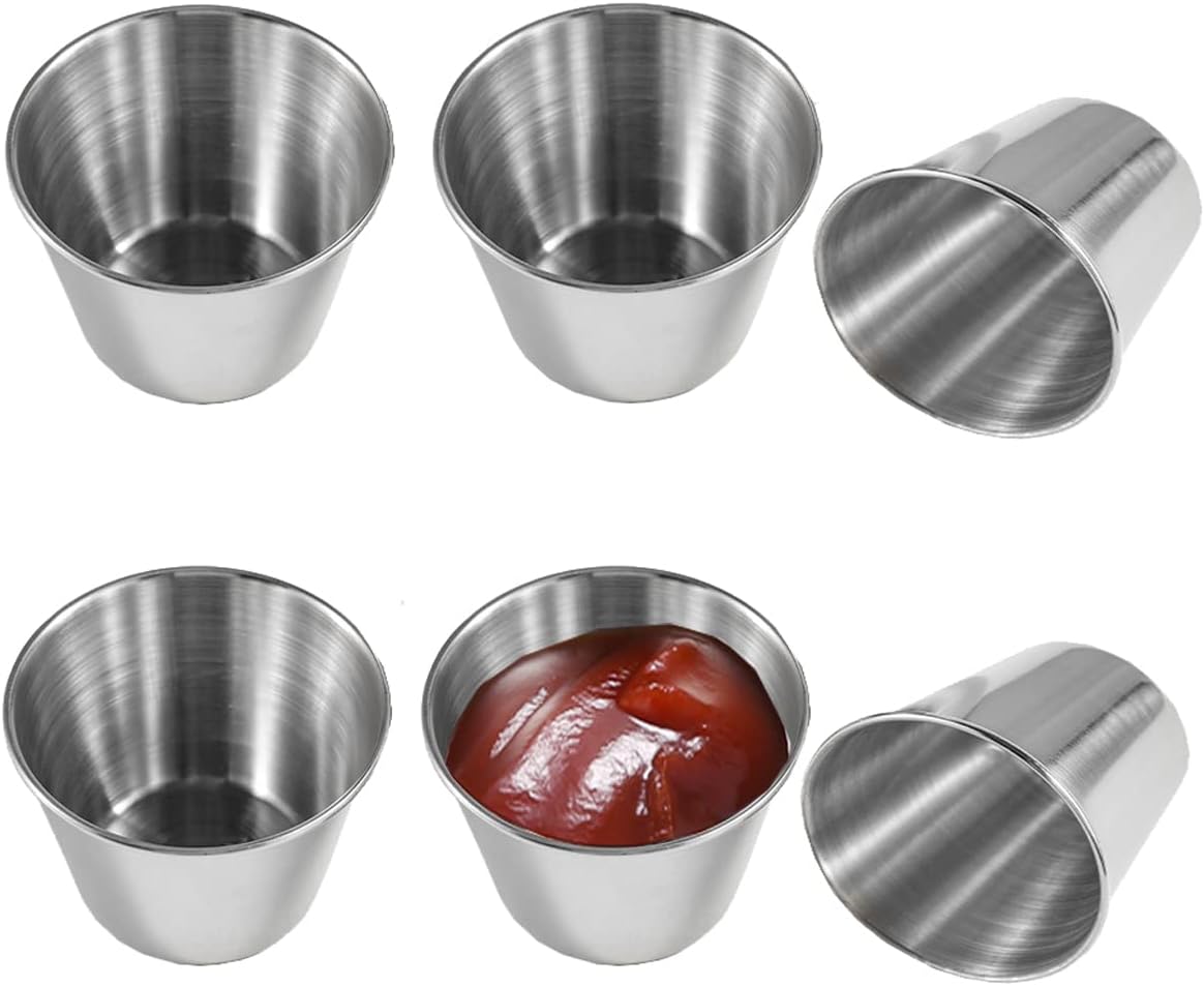 6Pcs Stainless Steel Individual Condiment Sauce Cups