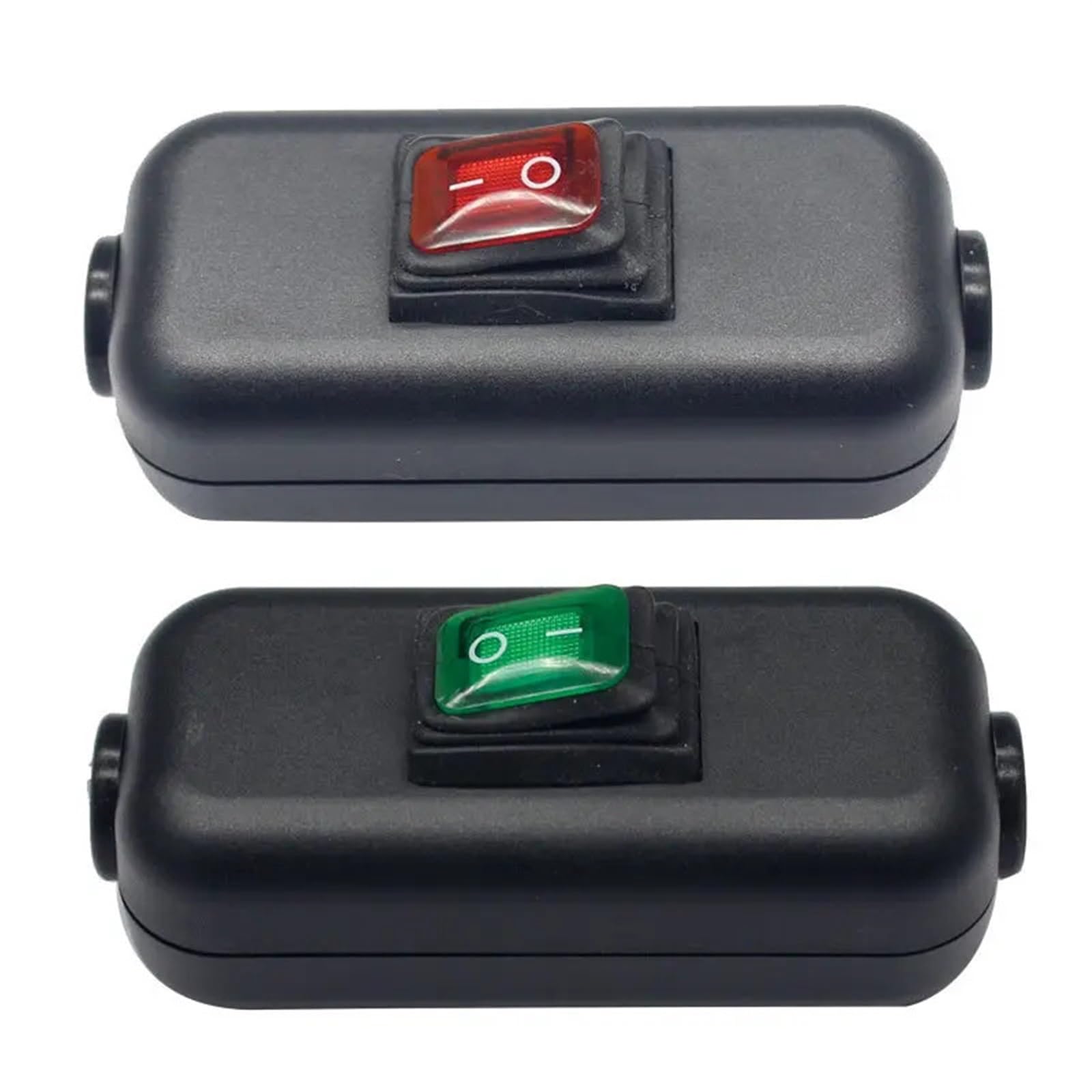 Interruttore cavo in linea impermeabile IP65 6A 250VAC Max AC100~250V Indicatore 4 colori Rosso Verde Blu Nero(Green LED Button)