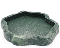 SLSON Small Green Reptile Feeder Bowl - Shallow Plastic Dish for Gecko, Baby Bearded Dragon & Small Lizards Food Water