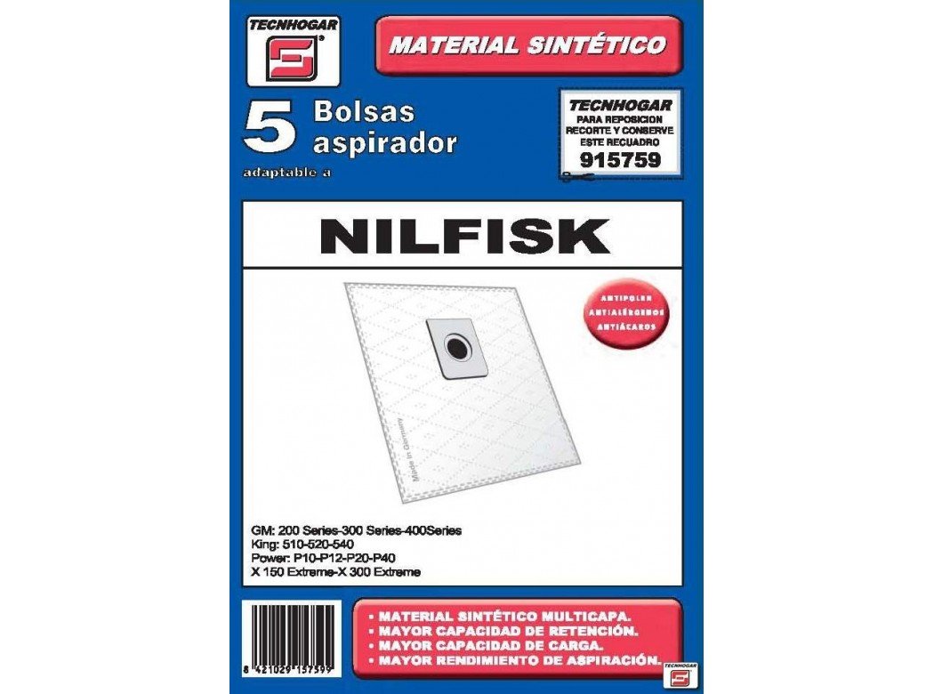 TECNHOGAR177Y90 Nilfisk Vacuum Cleaner Bags (Pack of 5)