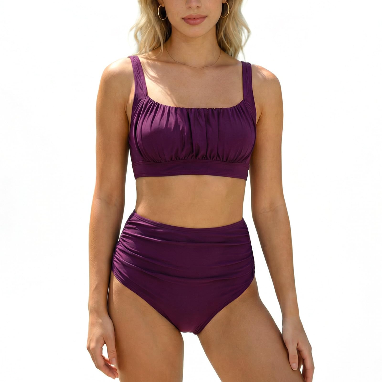 YNIQUE Mujer Bikini Set Cintura Alta Escote Cuadrado Bañador de Dos Piezas