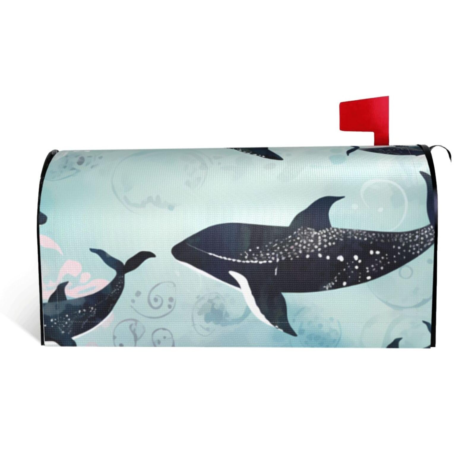 Whale Mailbox Covers Magnetic Standard Size 25.5x21 in, Decorative Post Letter Box Cover Waterproof Mailbox Wraps Outdoor Post Wraps for Garden Yard Home Decor