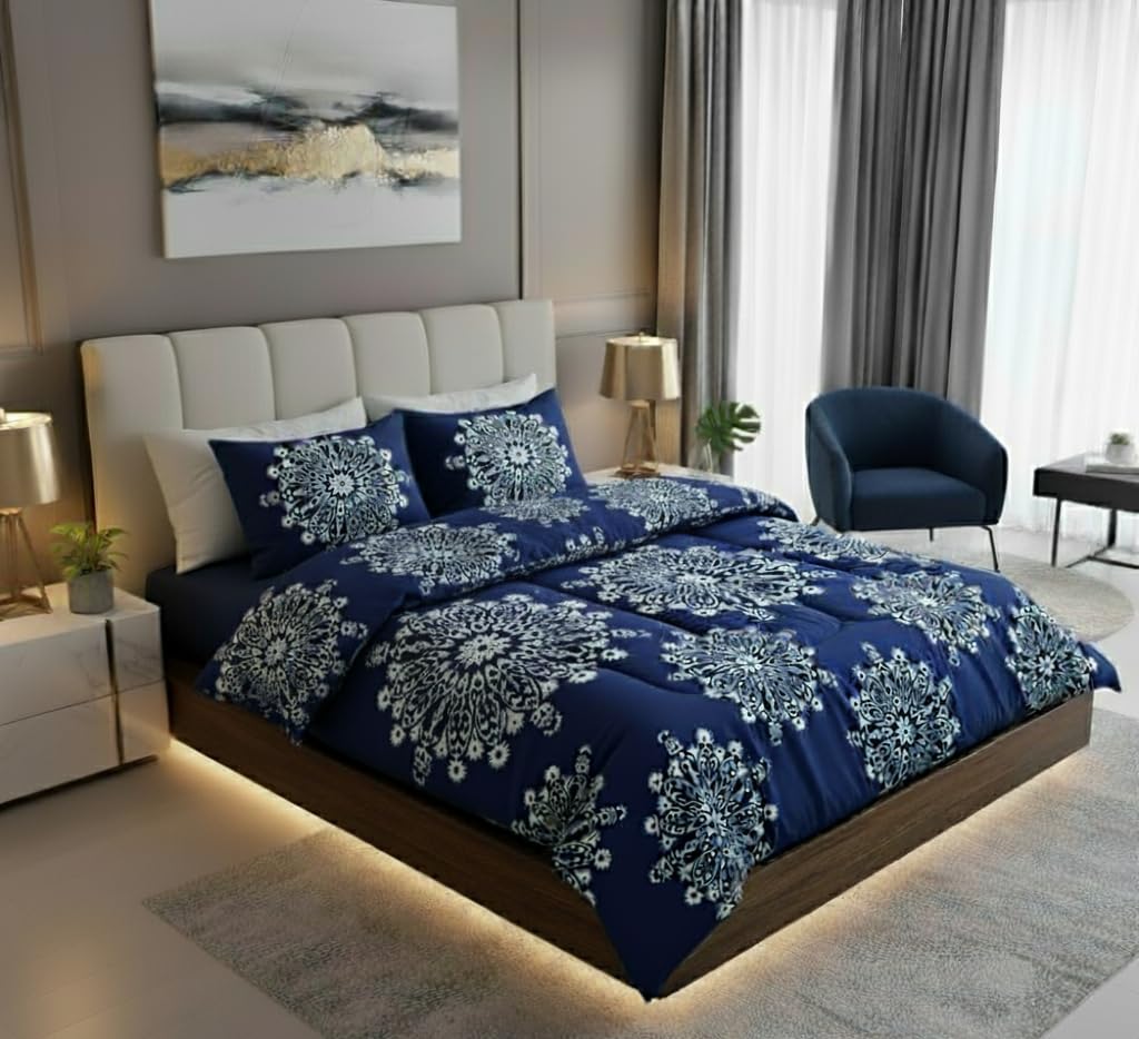 Premium Glace Cotton King Size AC Comforter Double Bed King Size with 1 Matching Bedsheet and 2 Pillow Covers