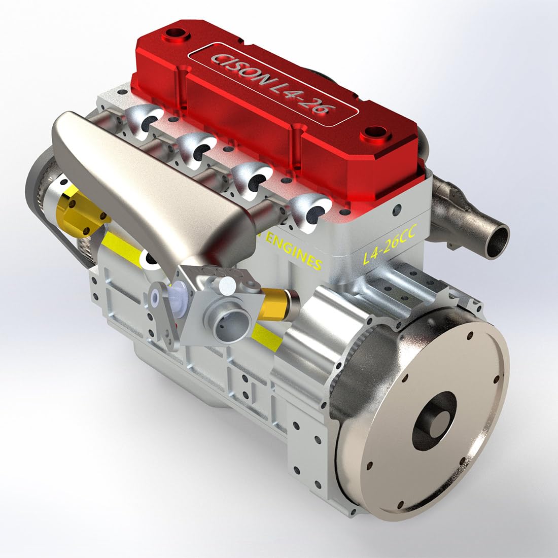 Brickaro L4 – DIY-Motor-Bausatz, Miniatur-OHV-Reihen-4-Zylinder-Viertakt-Wasserkühlmotor als Modell für die RC-Car-Sammlung (Bausatzversion)