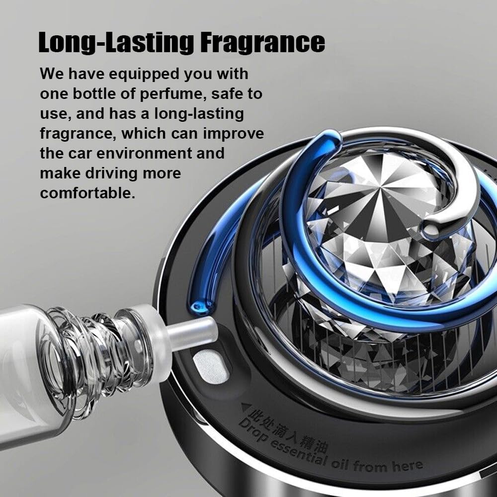 GoolRC Car Air Fresheners - Solar Rotating Car Aromatherapy Diffuser with Crystal Ball Interior Decoration