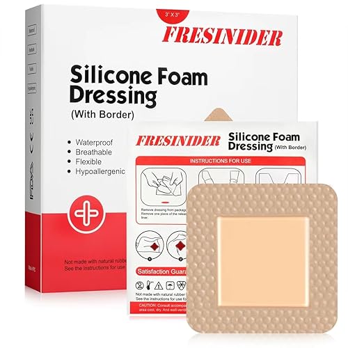 Apósito de espuma de silicona con borde adhesivo, vendaje para heridas, almohadilla de espuma de silicona, paquete de 5, vendajes impermeables