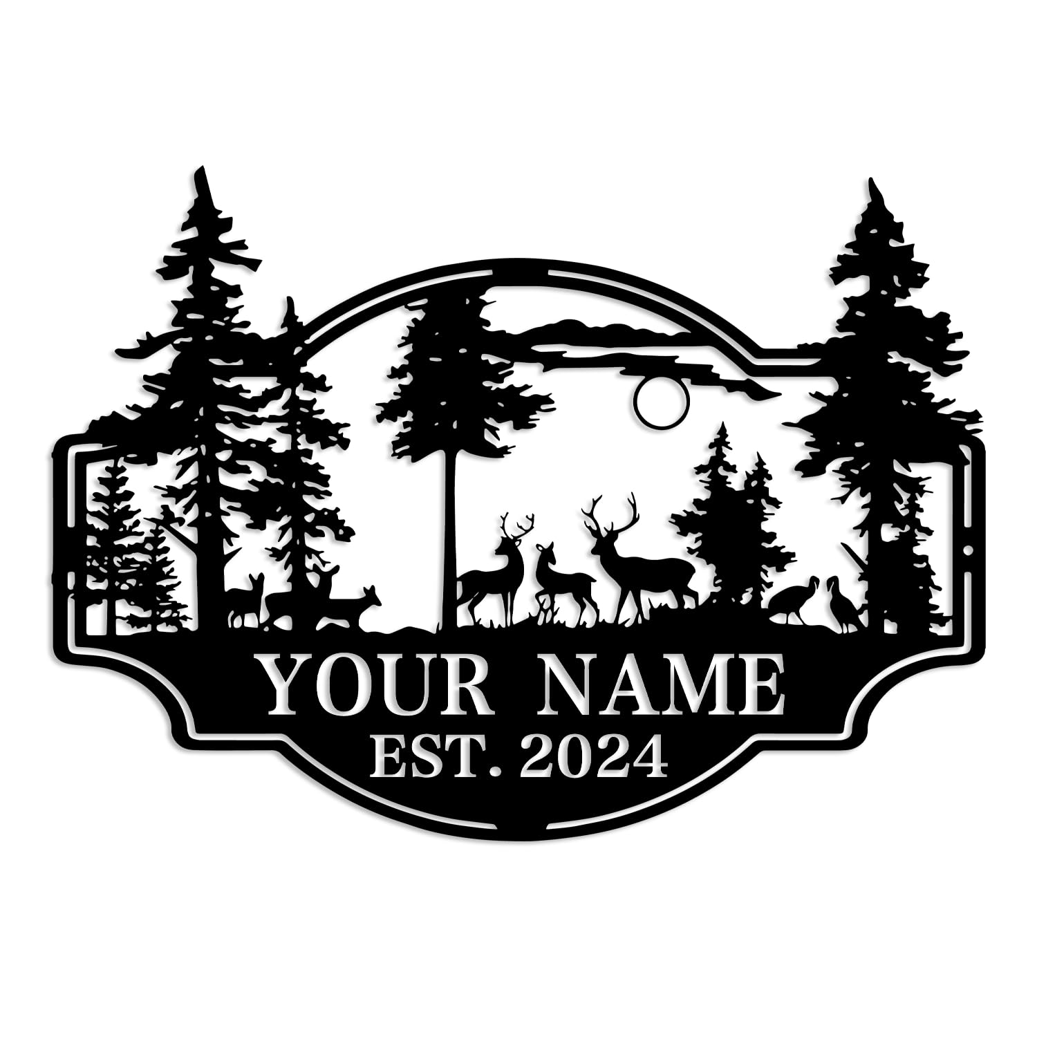 Kissesuu Deer D Custom Head Deer Hunting Metal Wall Art,Custom Metal Deer Cabin Sign,Custom Deer Forest Metal Sign, Personalized Deer Family Name Sign, Farm Sign, Outdoor Sign, Farmhouse Decor (Deer D)