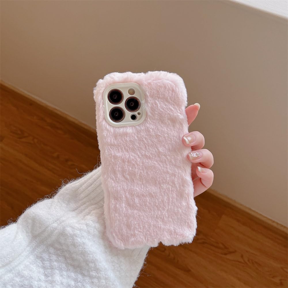 Coque de téléphone en peluche rose avec protection d'objectif pour iPhone 13 - 8