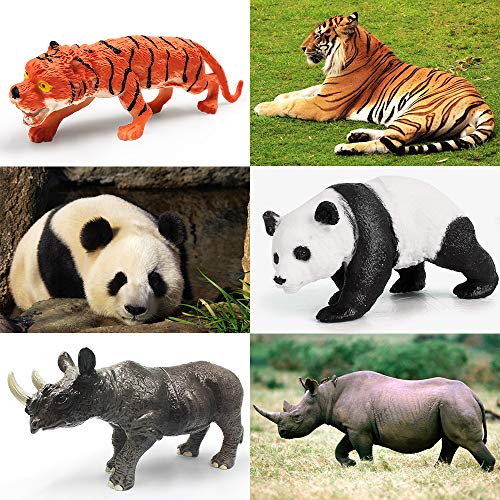 ToyerBee Safari Animals Toy, Varieties of Zoo, Jungle, African Animals of 12 Pcs, Educational Toys of Animal Figurines with a Map for Party Supplies, Great Gift Set for Kids & Toddlers of 3 Years up