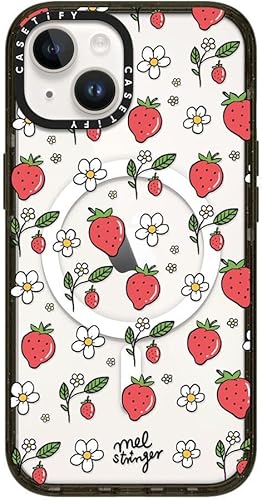 CASETiFY Mel Stringer - Funda de impacto para iPhone 14 8.2 pies 4X de grado militar contra caídas, compatible con Magsafe  Strawberry Summer por