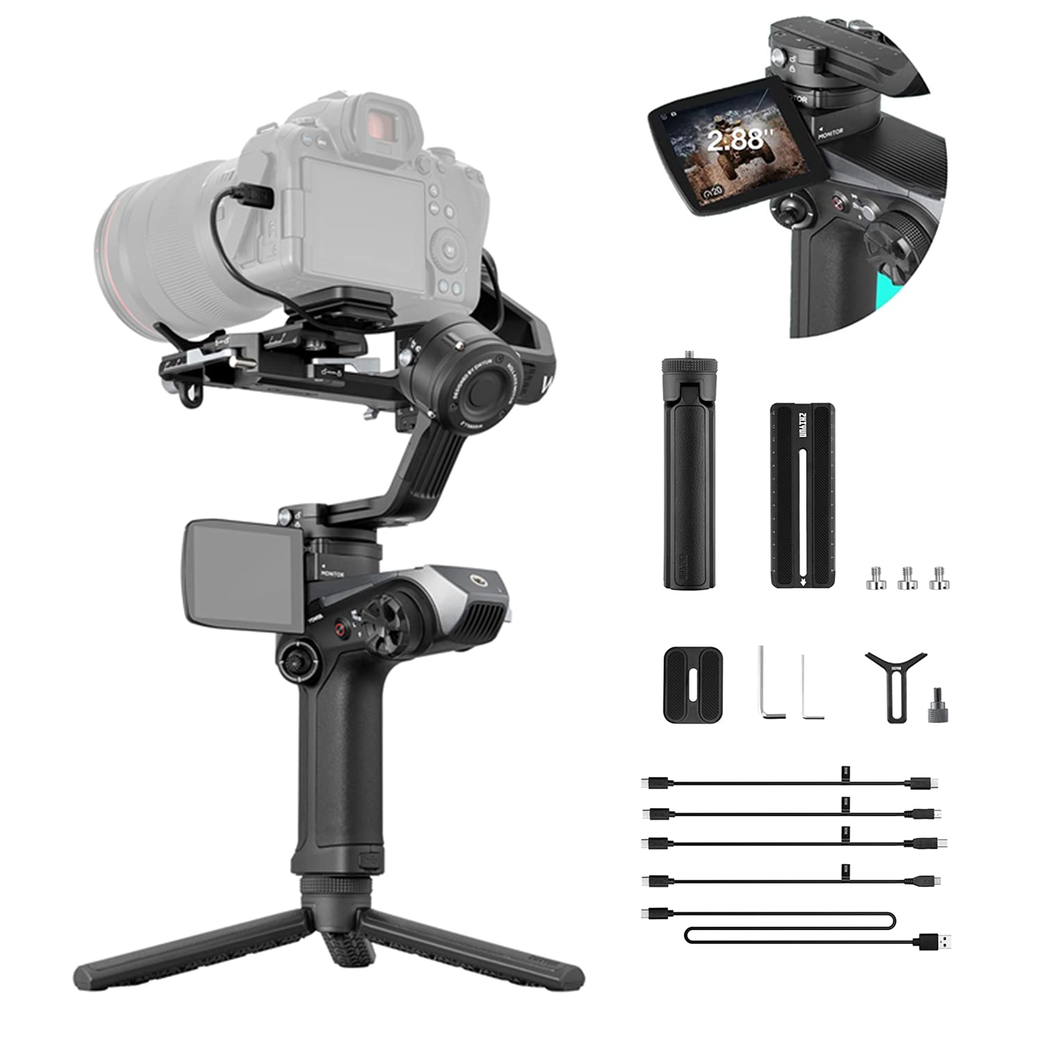 Zhiyun WEEBILL 2 Gimbal Estabilizador de Video Profesional por Mirrorless & DSLR Cámaras Sony A7R3 A7M3 5D4 EOS R Z6 Z7 D850 Panasonic GH5 BMPCC Blackmagic 6K Fujifilm Carga útil de 8.8 Libras