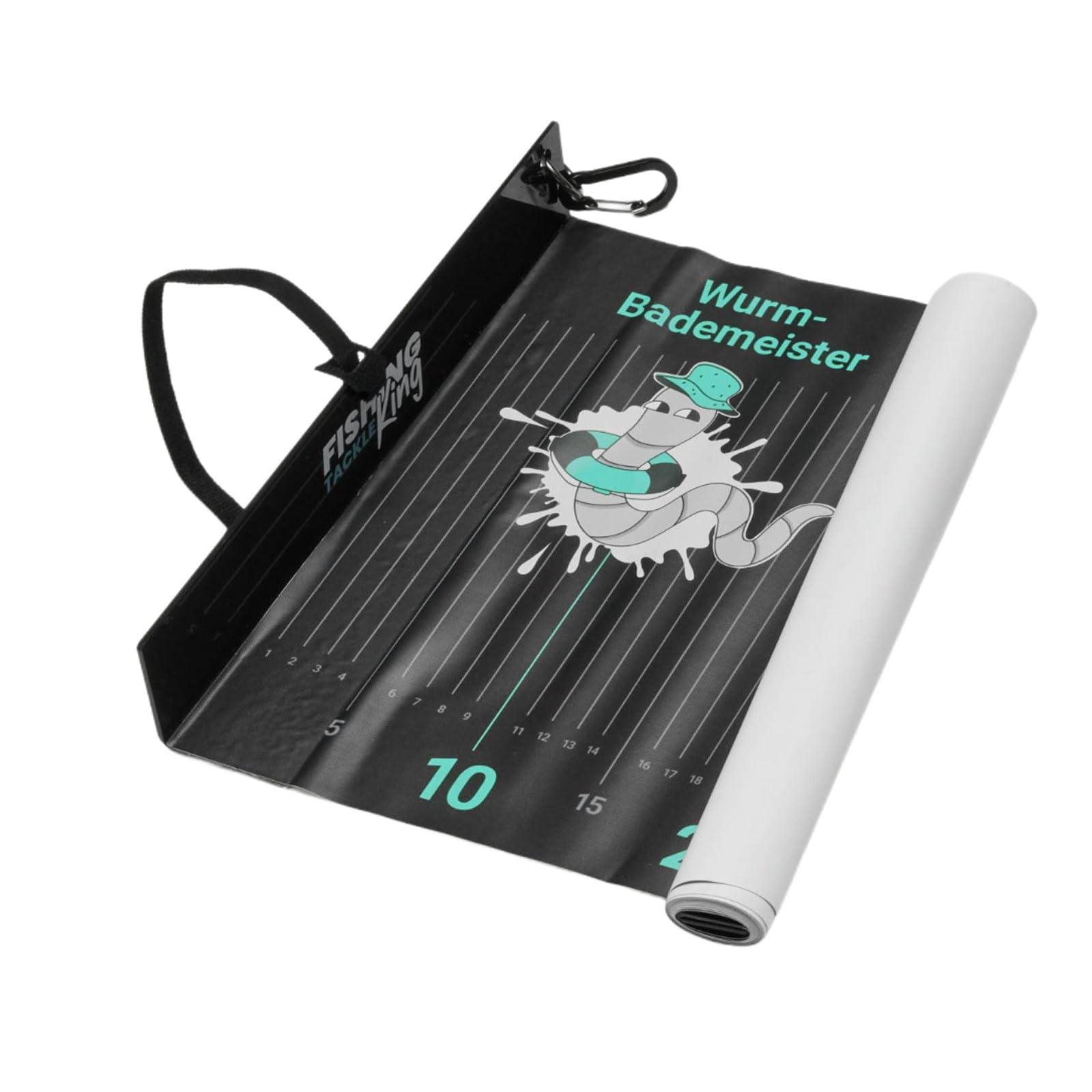 Fishing-King Tackle Fischmatte | Abhakmatte zum Angeln mit Maßband bis 154 cm | Kompaktes Design mit Steck- und Klettverschluss