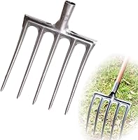 LVPETALIZE 4-Tine Heavy Duty Garden Pitchfork Head - Manganese Steel Anti-Rust Replacement for Digging, Farming & Soil Loosening