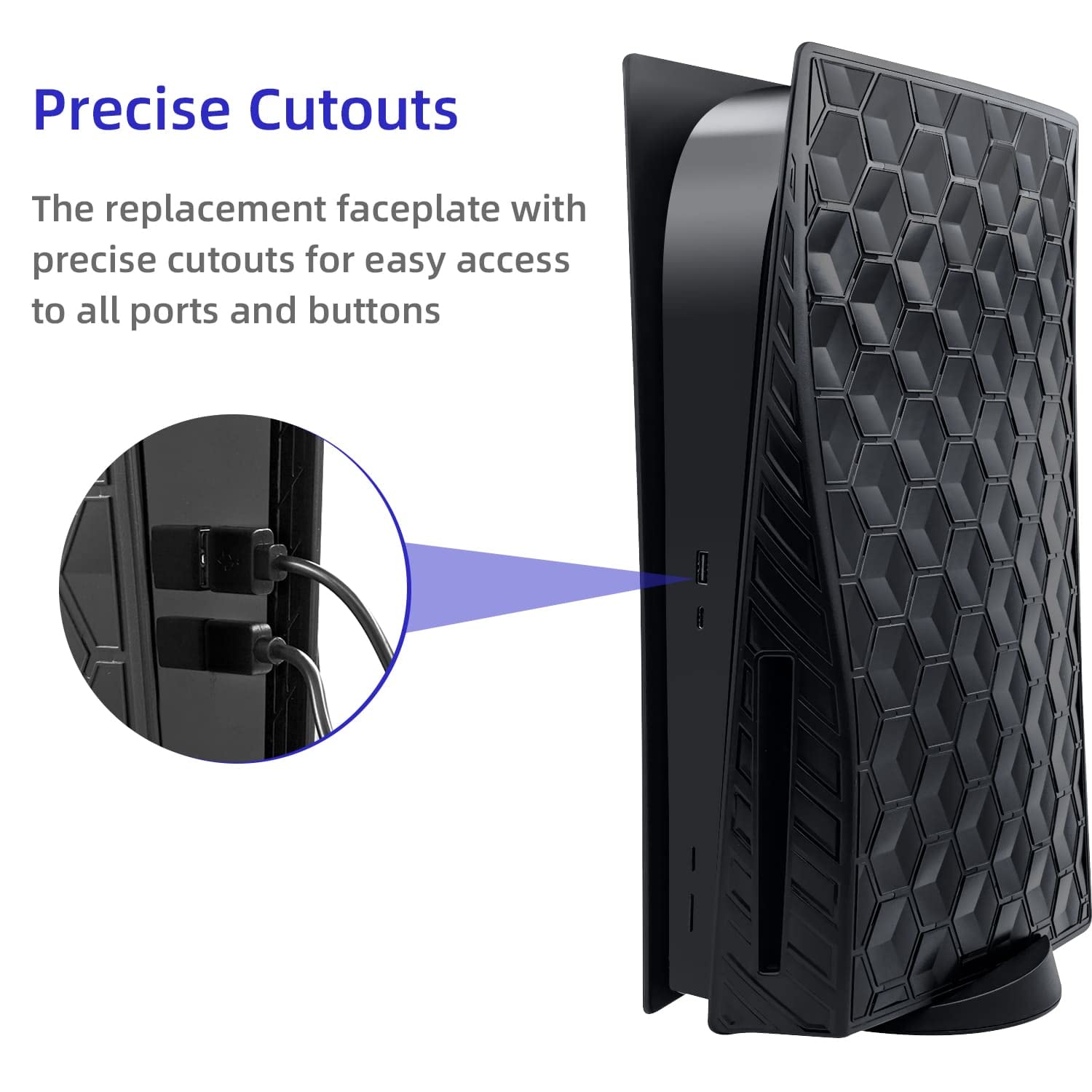 Mcbazel PS5 Cover di Ricambio per Frontalino, Accessori per Pannello Frontale Rigido Antipolvere per PlayStation 5 Disc Edition - Beehive Black (Non per PS5 Slim/PS5 PRO)