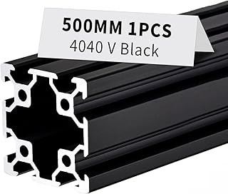 1pcs 19.69 inch 500mm 4040 V Slot Aluminum Extrusion Profile European Standard Anodized Black Extruded Linear Rail Guide Frame for 3D Printer Laser Engraving Machine CNC Workbench DIY