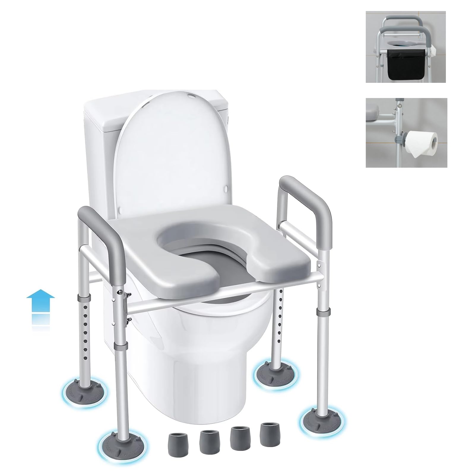 NEWFUN Rialzo WC per Anziani, Alzata per wc, Sollevatore per WC Senior con Regolazione in Altezza, Adatto a Tutti i WC Standard, Capacità di Carico: 150KG