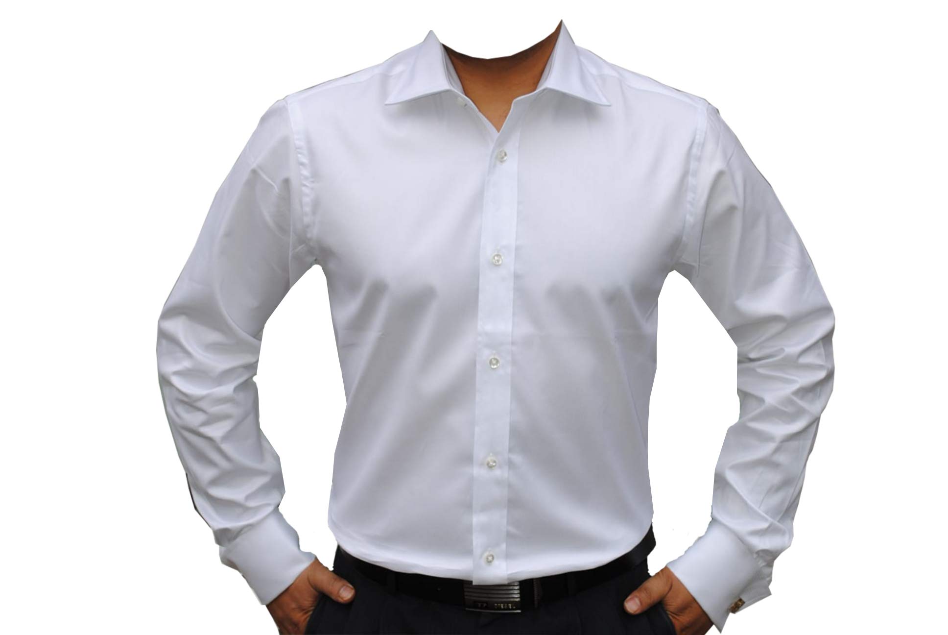 Collar and Cuffs London - Ultimate Non-Iron - 100% Pure Premium Cotton - Fit Guaranteed - Twill Fabric - Slim Fit - Double Cuff Or Single Cuff - Long Sleeve - White Men's Shirt - Plain Pattern
