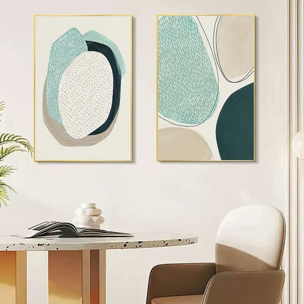 WBYZAC Set of 2-Geometric Color Block Modern Abstract Art Prints Posters Living Kitchen Office Dining Room Porch Sofa Home Decoration Artwork-40 * 60cm (No Frame)