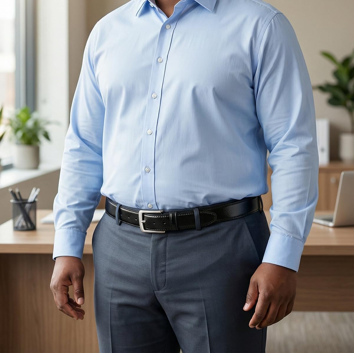 Mens Belts Big and Tall 36"-70" Men Leather Belt Casual Work Dress Belt,Black & Brown Colors - Image 5