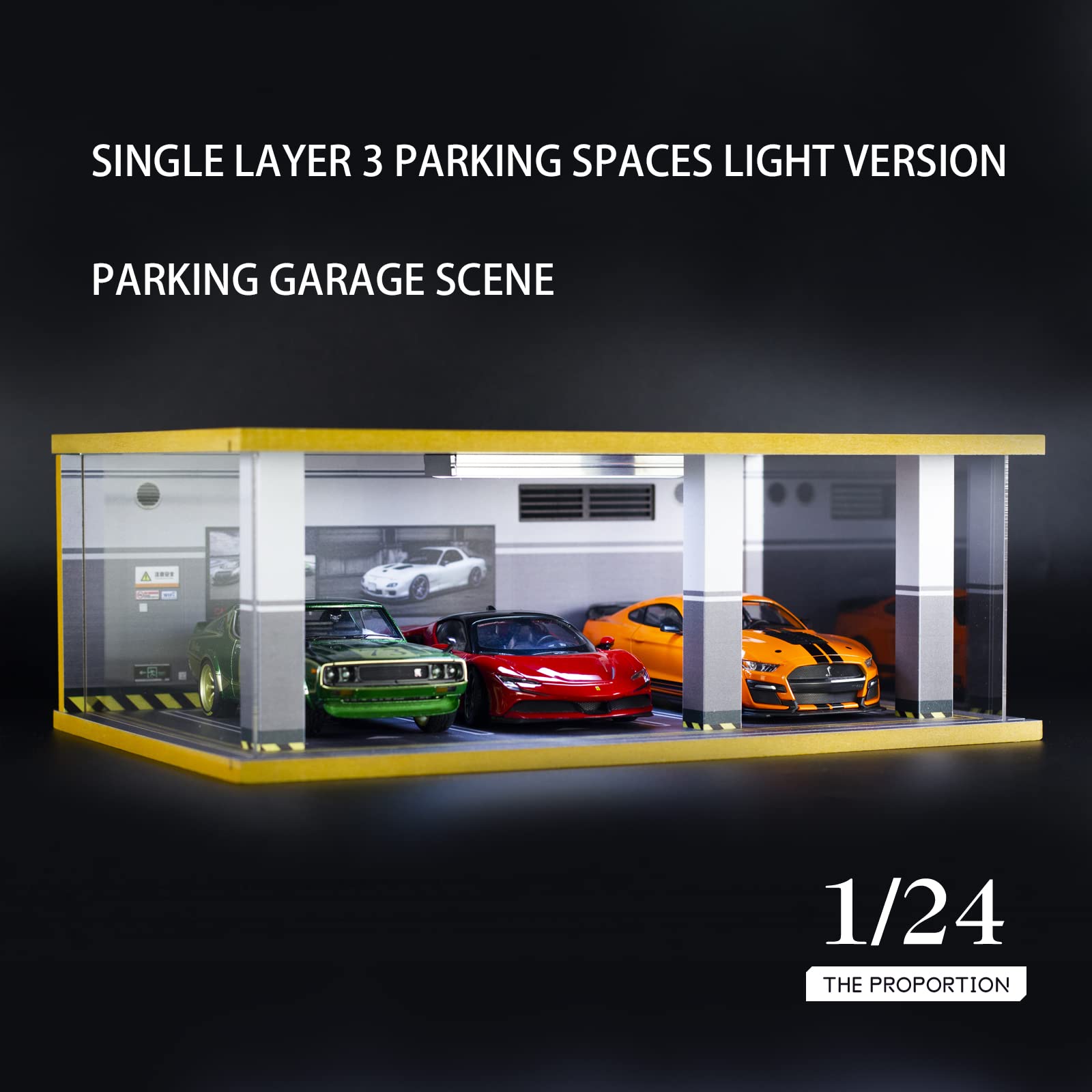 Sikivot 1/24 Scale Garage Display Case,Car Model Toy with Parking