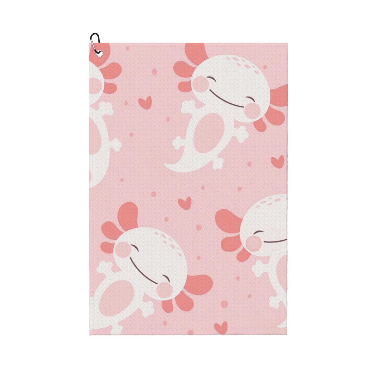 Hnnkloy Axolotl Fish Pattern, 16x24 in Portable Waffle Golf Towels with Carabiner Clip for Golf Bag