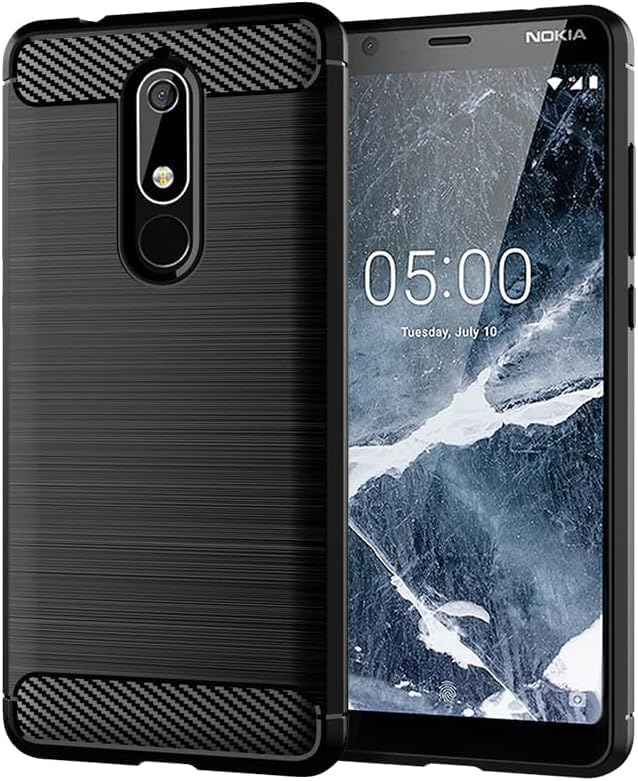 Image of Hybrid Carbon Fiber Back Case for Nokia 5.1 (Black)