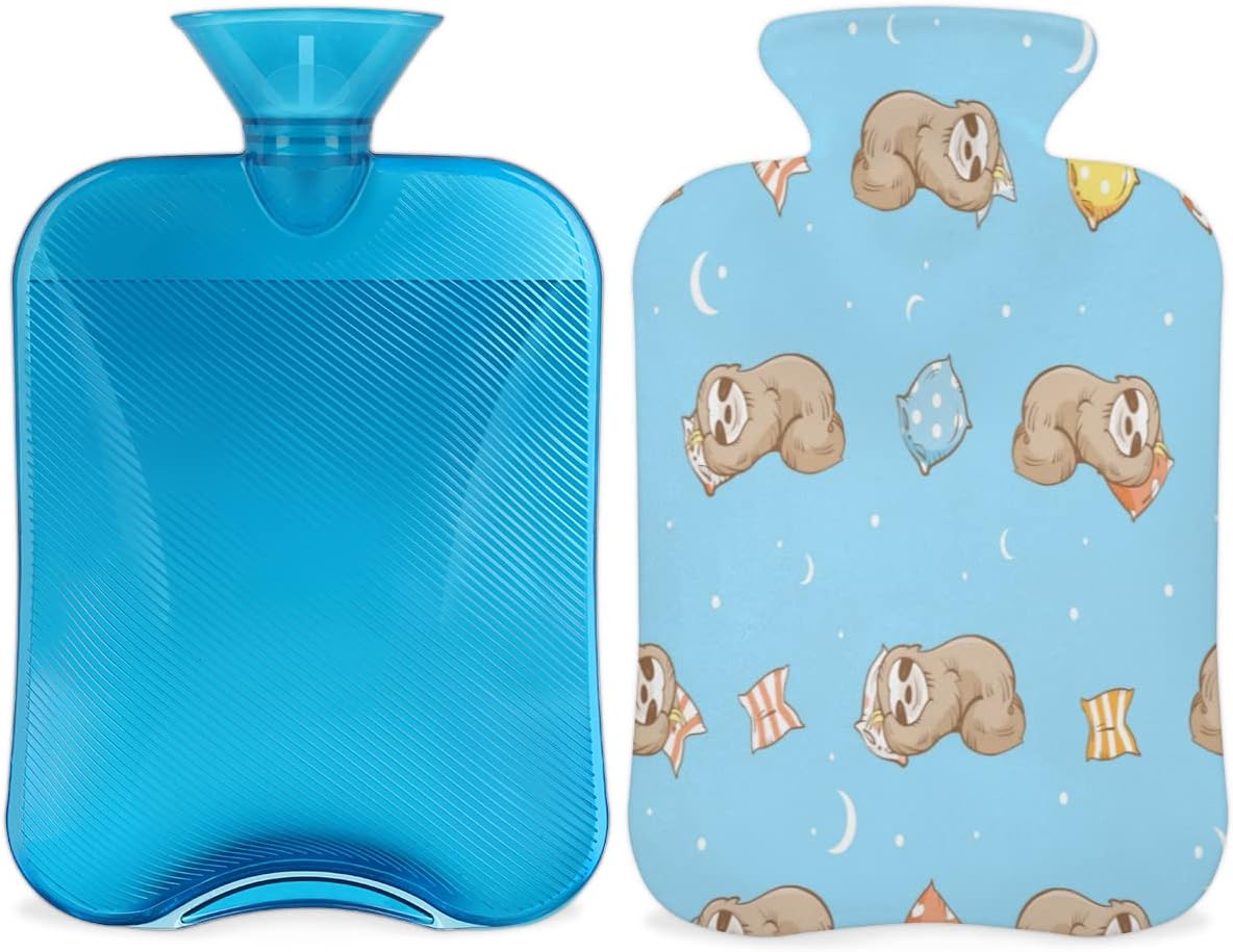 Sleeping Animal Sloth Hot Water Bottle with Cover, 2L PVC