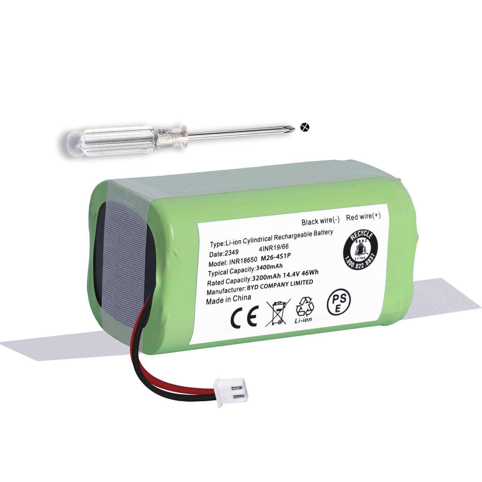 JOTACT RVBAT850 46Wh Battery Replacement for Shark Ion R75, RV761, RV850C, RV1000S, RV1100VL, RV101AE, UR1000SR, RV700_N, RV720_N Vacuum Cleaners (2-Prong Connector)