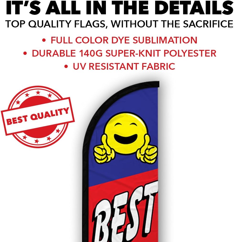 Infinity Republic - Best Buys Here Windless Full Sleeve Banner Swooper Flag - Perfect for Businesses, Dealerships, Furniture Stores, Super Deals, etc!
