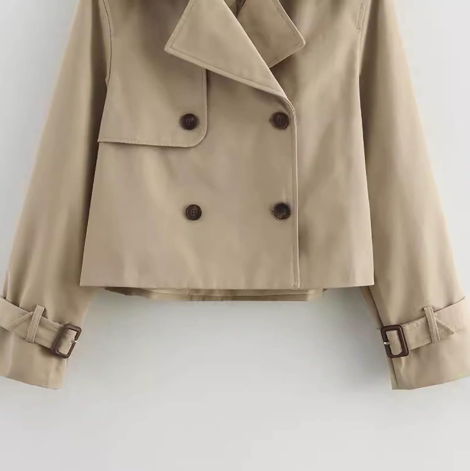 Cocila Trench Coat Court DéContracté à Manches Longues Et Cordon De Serrage Pour Femme Vestes Lit Femmes Grande Taille Veste Femme Demi Saison Veste Jean Chic Elegant Chauffante Doudoune DoréE