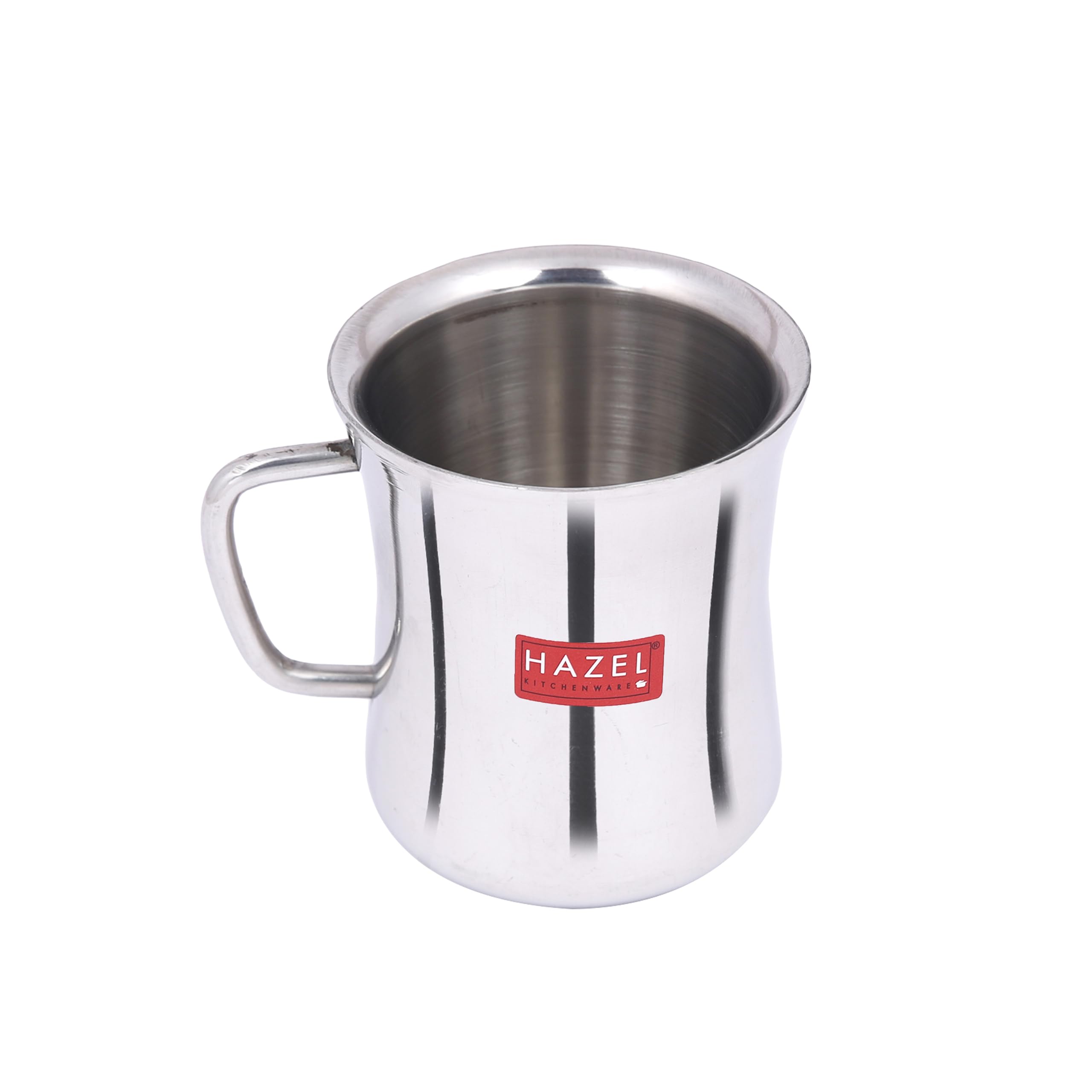 HAZEL Stainless Steel Green Tea Coffee Big Damaru Plain Mug, Set of 6, 200 ml (Each) 3