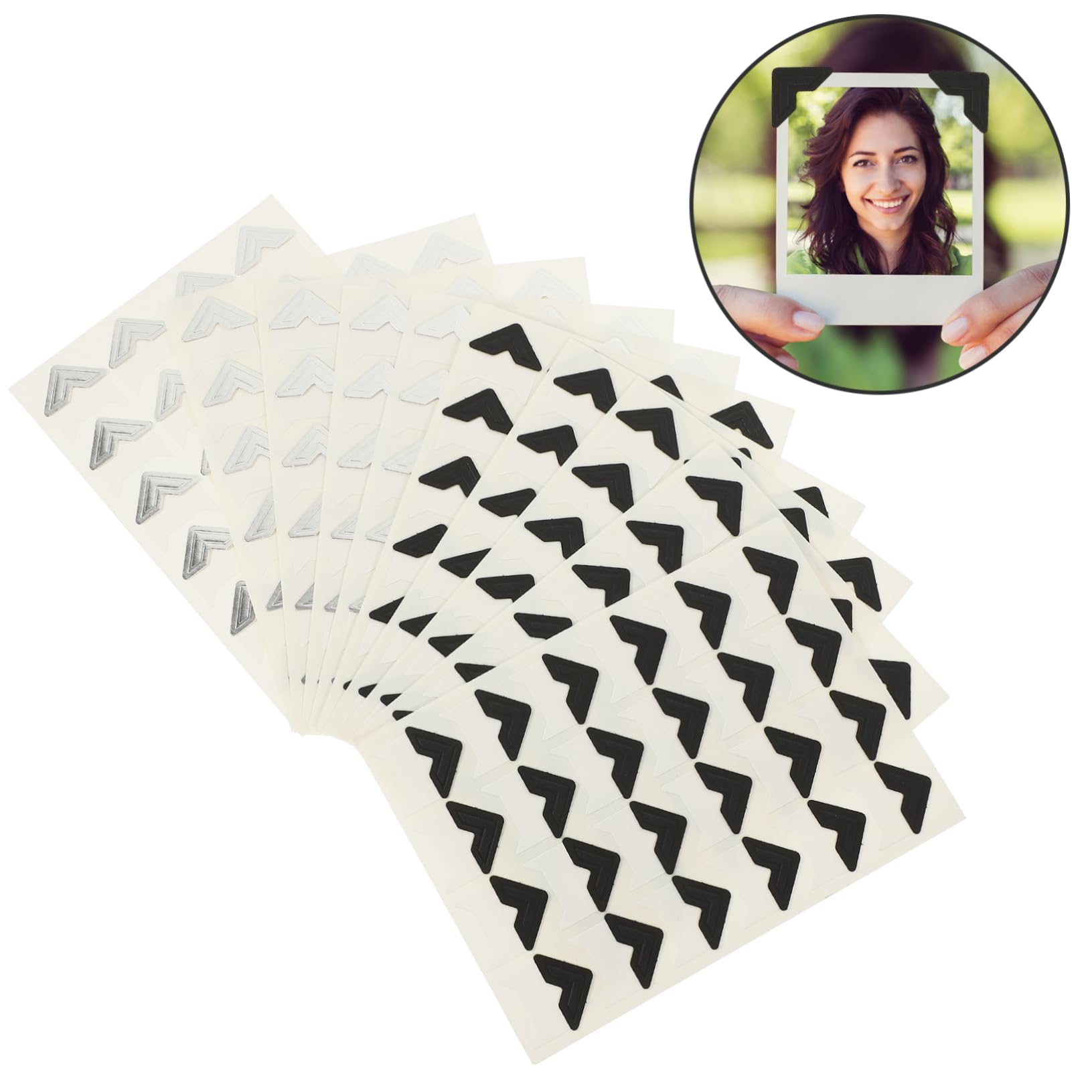 NUOBESTY 50 Hojas Accesorios Para Álbumes De Fotos Diy Múltiples Esquinas De Fotos Tipo Pasta 10 Hojas/240 Piezas Embaladas Esquinas De Fotos Autoadhesivas Abrir La Ventana Tarjeta Papel