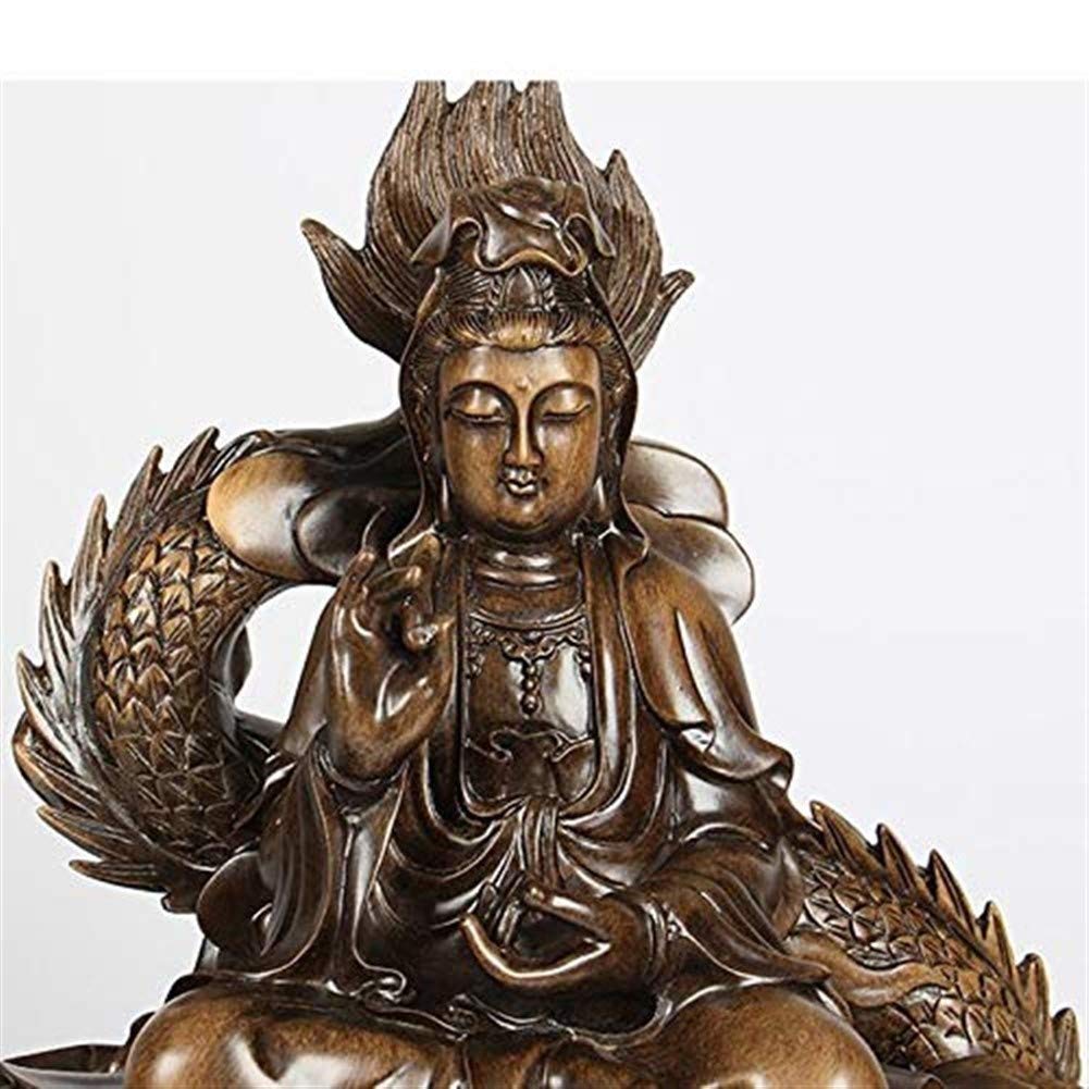 El dragón Estatua de Guanyin Paz de Buda de meditación y la armonía de la decoración Estatua Religiosa Nanhai Bodhisattva Guanyin 32 × 17 × 45 cm (Color : A)