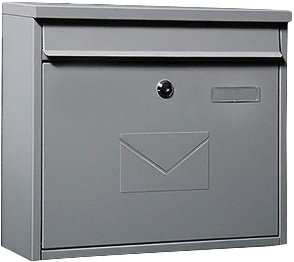 Wall-Mount Letterboxes Modern Wall Mount Waterproof Lockable Mailbox - Outdoor Galvanized Metal Key Large Capacity - Commercial Rural Home Decorative & Office(Grey)
