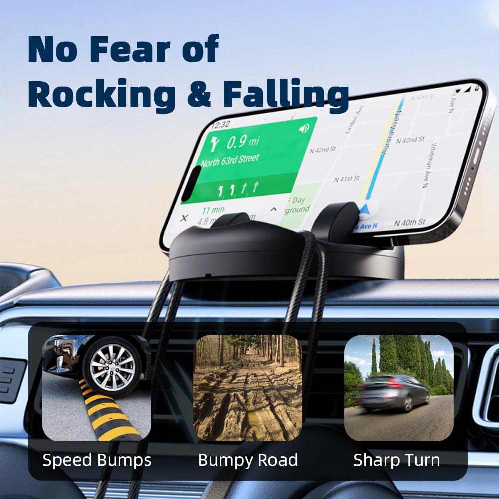 JYWYBF Quick Install Dashboard Car Phone Holder, 360 Degree Rotation Car Phone Mount, Car Mount for iPhone Android, Car Dashboard Phone Holder, Sturdy Dash Cell Phone Holders for Your Car