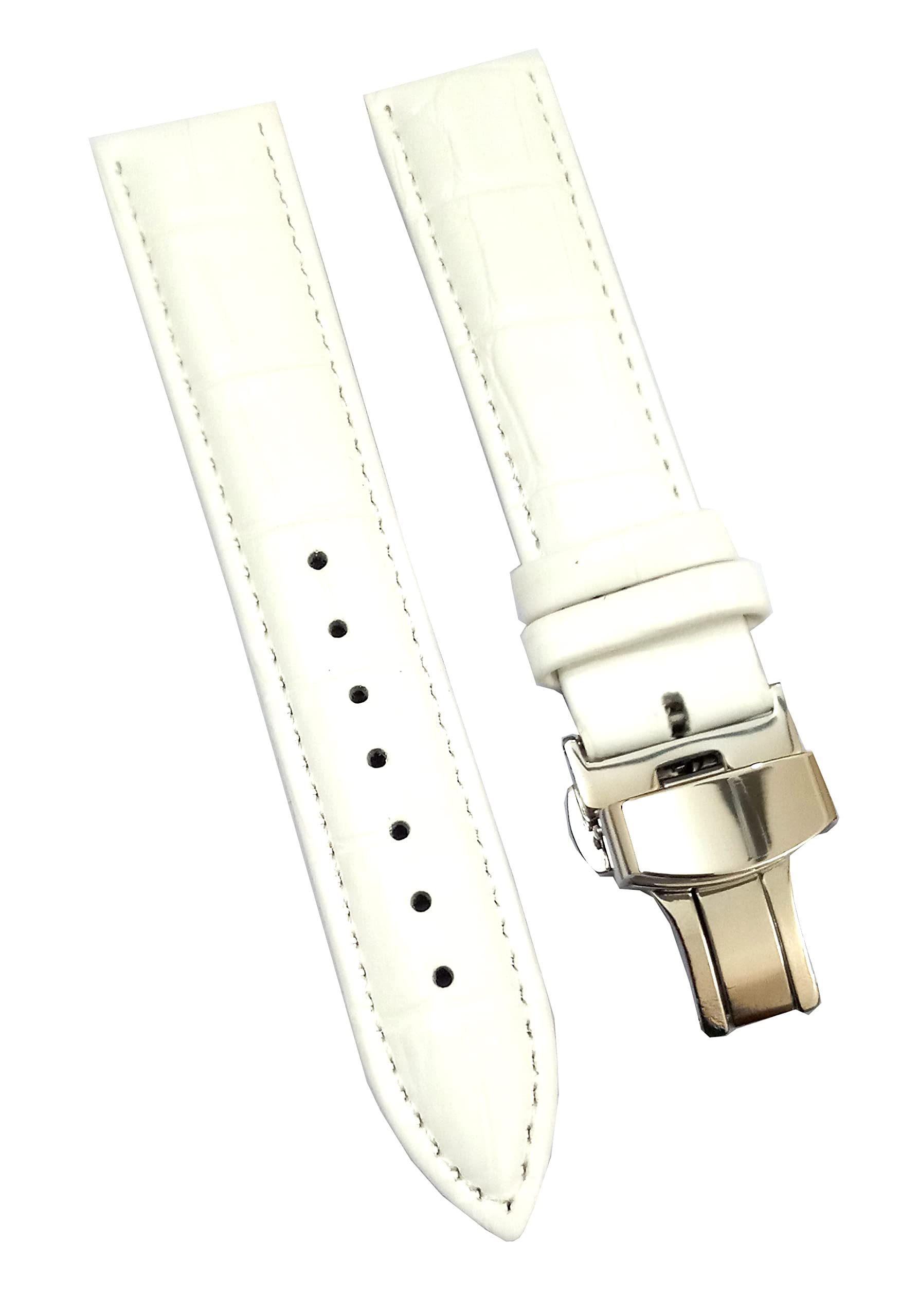 Ewatchaccessories 24mm Genuine Leather Watch Band Strap Fits XL AUTO White With White Stich Deployment Silver Buckle (B09ZL77KLZ) Amazon Price History, Amazon Price Tracker