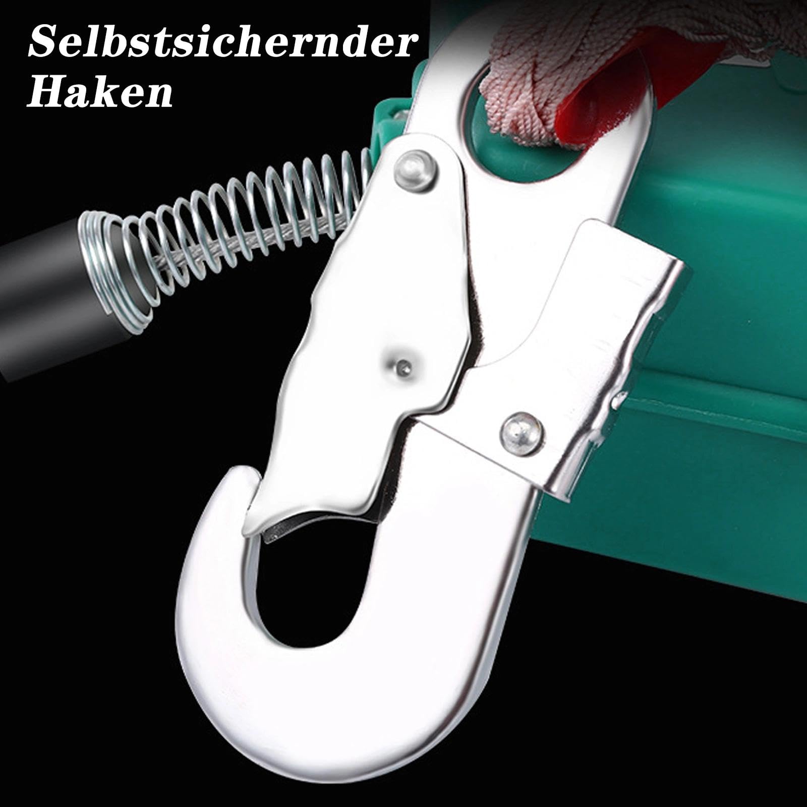 Höhensicherungsgerät Absturzsicherung, 3-20m Absturzsicherung Dachdecker 150kg, Auffanggerät mit CE-Zertifizierung für Arbeiten in Großen Höhen(Grün,5m)