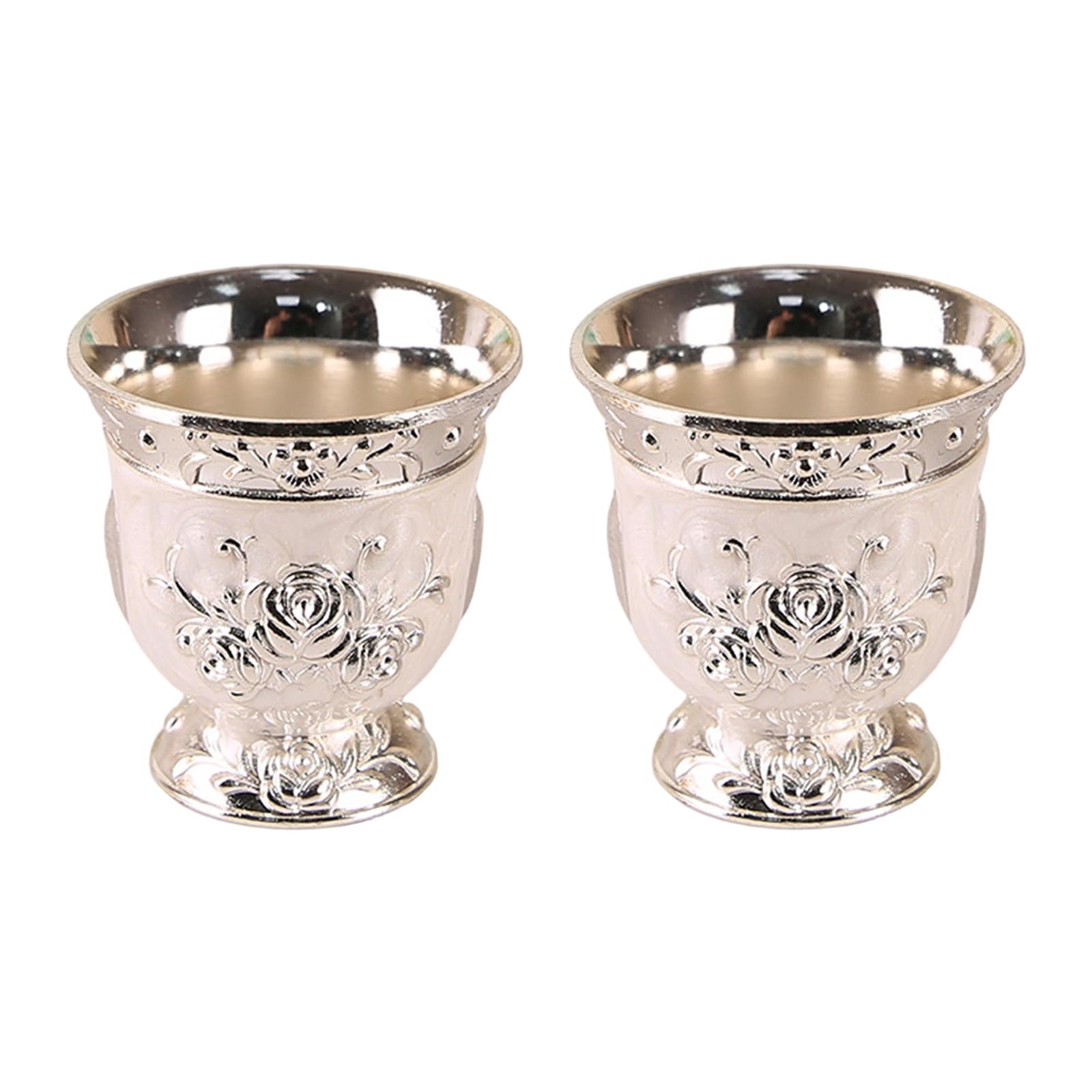 MALSSE Of 2 Floral Pattern 30ml Glasses for Tasting and Special Occasions Metal Mixture Shot Glasses Elegant Party Shot